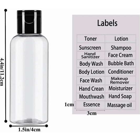 5 Pack 3.4 oz Travel Size Bottles for Toiletries TSA Approved Leak Proof Empty Refillable Liquid Containers with Labels