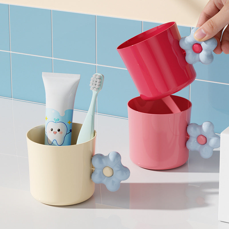 High-face-looking Flower Shape Handle Gargle Cup Brushing Cup Creative Cute Couple's Tooth Cup Teeth Set Household Washing Cup