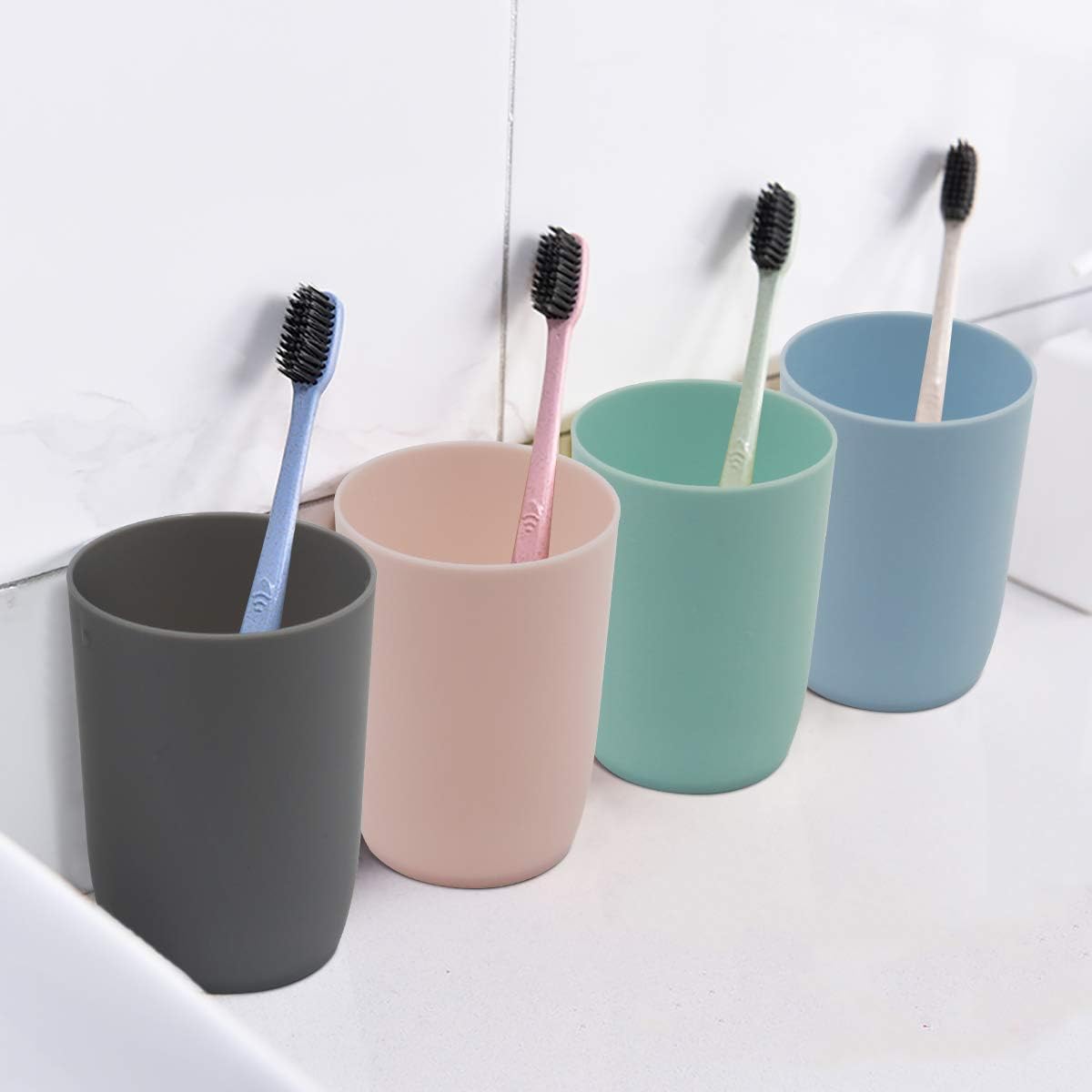 4-Pack Plastic Bathroom Tumbler Cups,Stackable Toothbrush & Mouthwash Cups