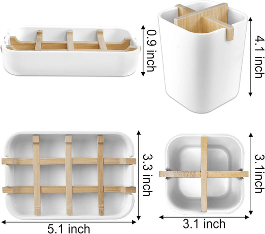 Toothbrush Holders and Soap Holder Set, Bathroom Accessories Countertop