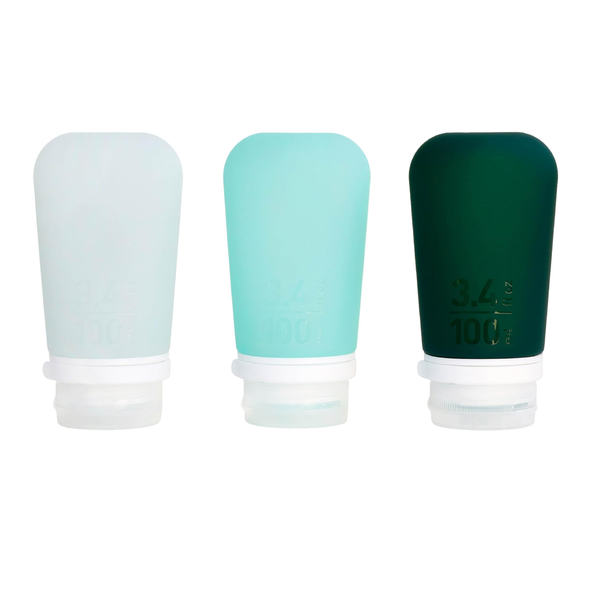 humangear GoToob+ 3-Pack, Small (1.7 fl oz), Clear/Purple/Teal
