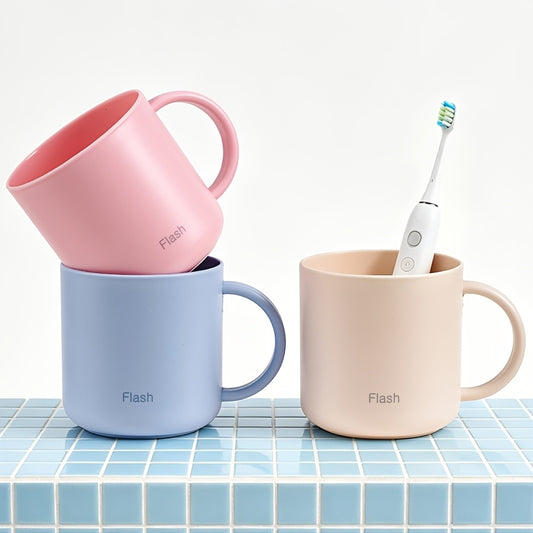 1pc Rinse Cup with Handle, Easy Couple Toothbrush Cup, Plastic Rinse Cup, Bathroom Glass Cup, Bathroom Accessory, Home Decor, Home Furniture