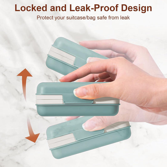 Quatish Leakproof Bar Soap Holder Dish with Lid for Shower, Portable 1 Pack Travel Soap Case Box for Gym, Camping, Hiking, Outdoor Use, Travel Size Toiletries Essentials, Keeps Soap Dry, Blue