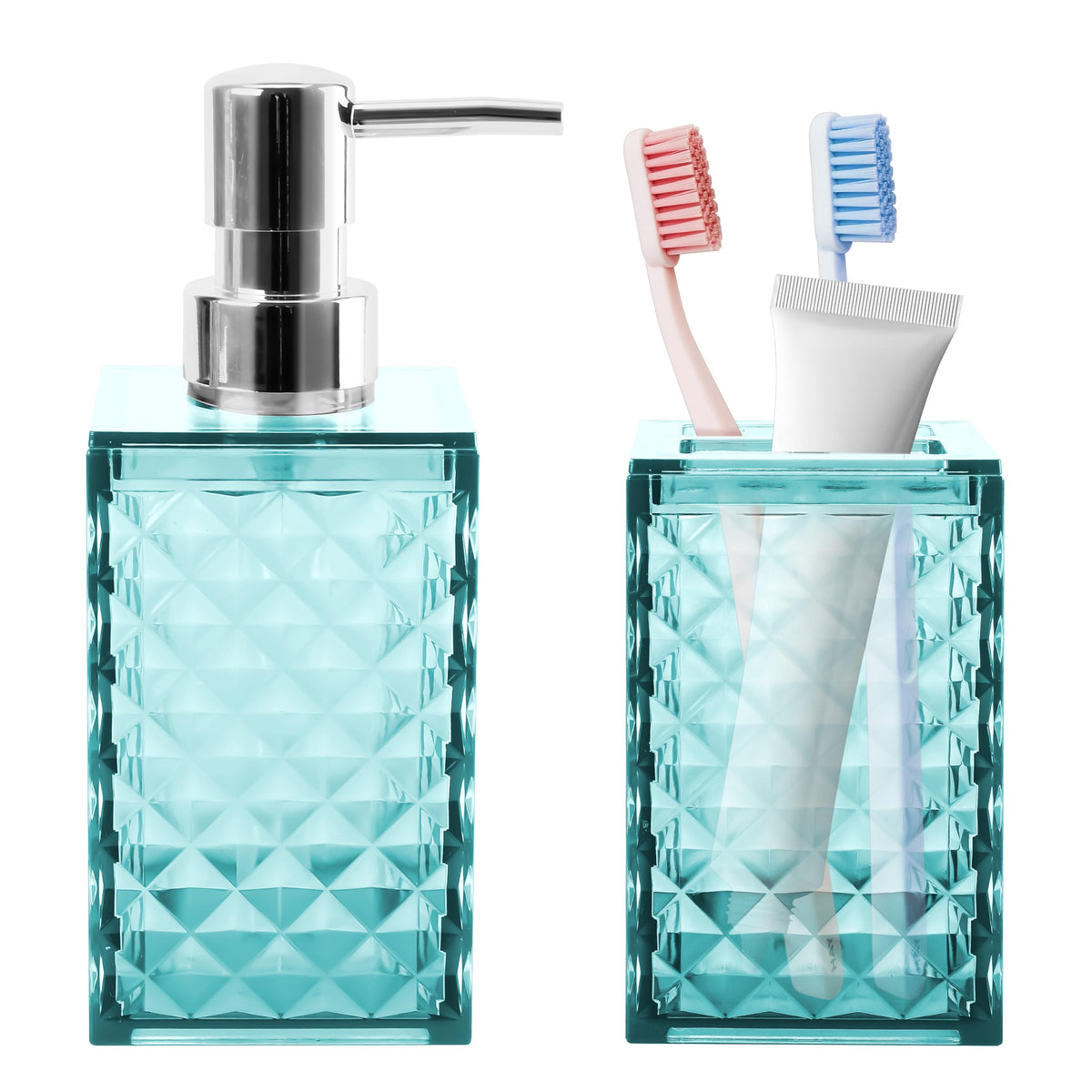4 PCS Blue Bathroom Accessory Set,Plastic Bathroom Accessories Sets