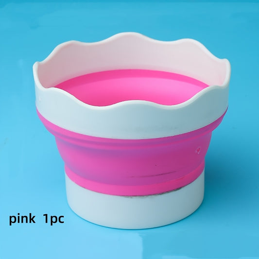1pc Folding Mini Silicone Water Bucket, Watercolor Powder, Watercolor Paint, Painting, Washing And Rinsing Pen Holder, Multi-Purpose Washing Cup
