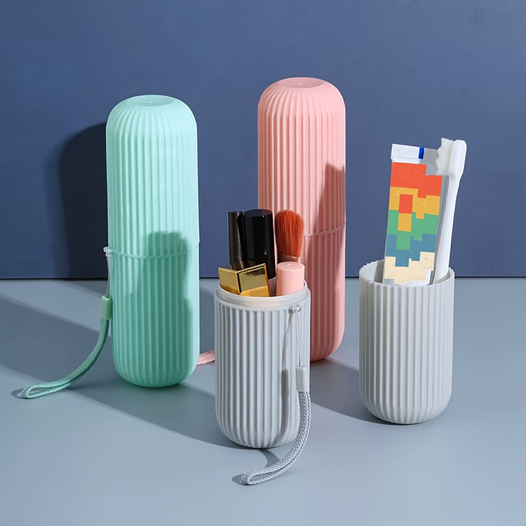 High-Quality Travel Toothbrush Set with Portable Storage Box, Rinse Cup And Toothpaste Holder - Alcohol-Free, Compact Design, Ideal for Travel Oral Care, Minimalist And Portable, Perfect for On-The-Go Use, Travel Essential, Durable Material