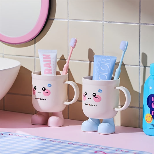 Adorable Toothbrush Cup Household Toothbrush Holder Student Dormitory Mouthwash Cup Toothbrush Holder Couples' Toothbrush Cup Brushing Cup (Pink, Blue)