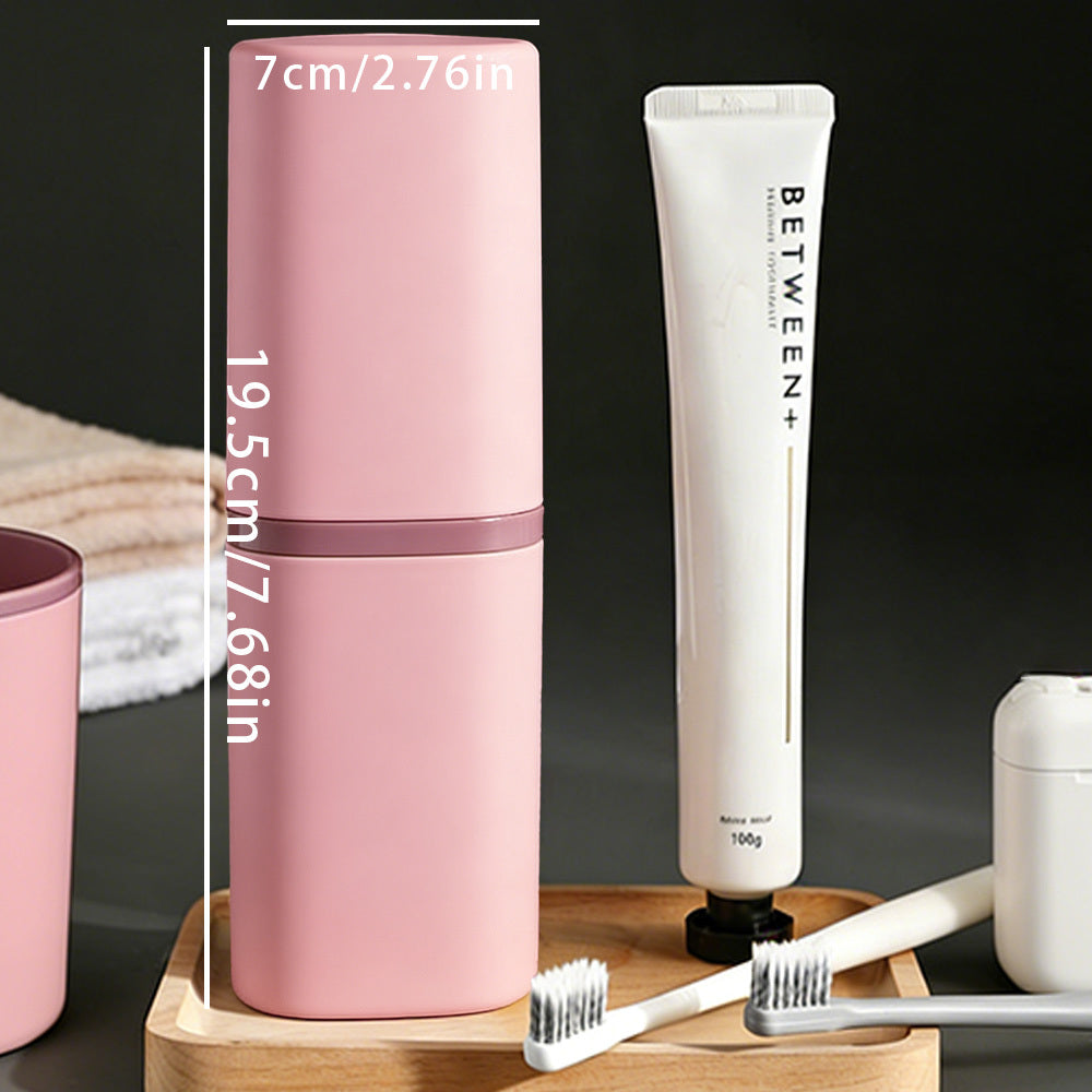 The New Pink Travel Toothbrush Cup Is Made of Alcohol-free and Odorless PP Material, Offering Durability, Safety, and a Perfect Blend of Style and Practicality. Featuring an Adorable Printed Design, It Doubles as a Toothbrush Case, Toothpaste Holder