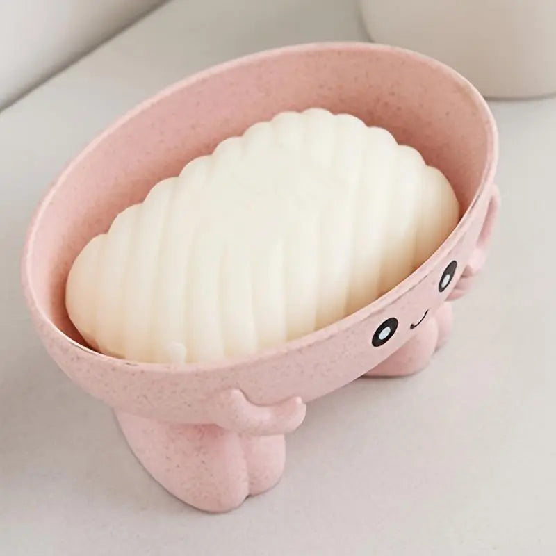 3-Piece Plastic Draining Soap Dishes Set - Creative Cute Cartoon Holders, Multifunctional Bathroom Storage Racks
