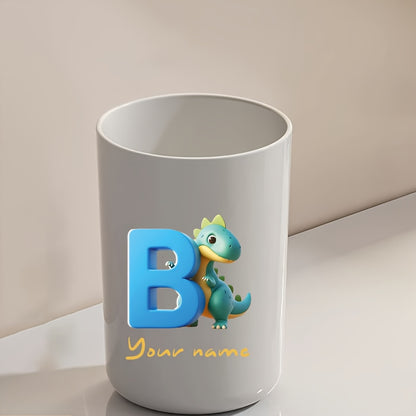 Customized Name Water Cup, Personalized Toothbrush Cup, Creative Dinosaur Letter Print, Couple Solid Color Mouthwash Cup, Holiday Camping Necessities, Suitable for Home, Travel and School, Personalized Gifts for Friends and Partners.