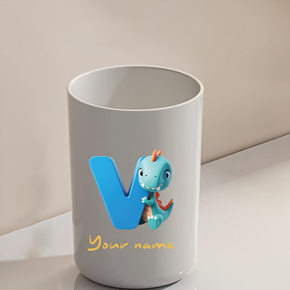 Customized Name Water Cup, Personalized Toothbrush Cup, Creative Dinosaur Letter Print, Couple Solid Color Mouthwash Cup, Holiday Camping Necessities, Suitable for Home, Travel and School, Personalized Gifts for Friends and Partners.