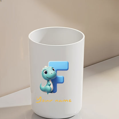 Customized Name Water Cup, Personalized Toothbrush Cup, Creative Dinosaur Letter Print, Couple Solid Color Mouthwash Cup, Holiday Camping Necessities, Suitable for Home, Travel and School, Personalized Gifts for Friends and Partners.