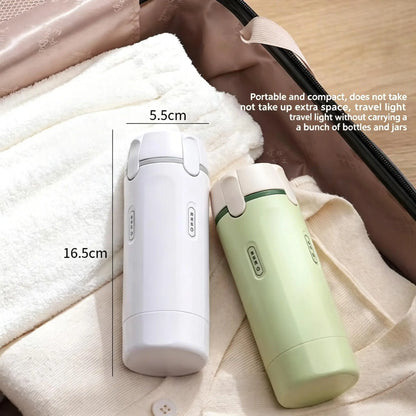 UFORU 4-in-1 Durable Compact Plastic Refillable Multi-Pack Bottles Set - 30ml Leak-Proof Cosmetic Jars with Press Switch Dispenser Unit, Space Saver, Checkpoint-Friendly Travel Use Storage for Shampoo, Lotion, Gym