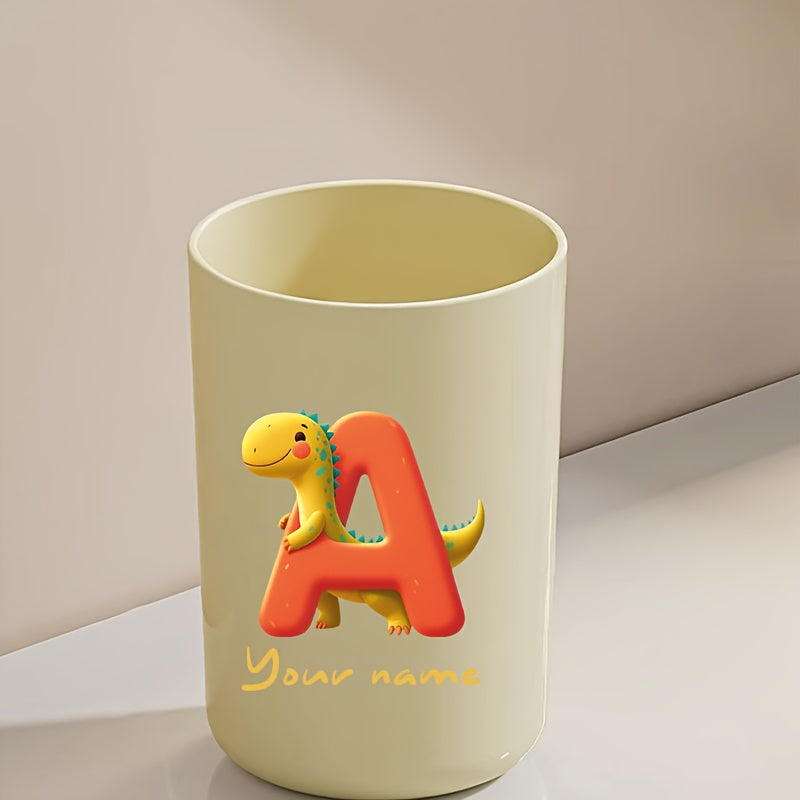 Customized Name Water Cup, Personalized Toothbrush Cup, Creative Dinosaur Letter Print, Couple Solid Color Mouthwash Cup, Holiday Camping Necessities, Suitable for Home, Travel and School, Personalized Gifts for Friends and Partners.