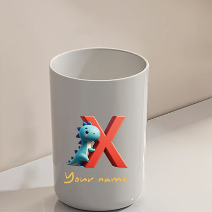 Customized Name Water Cup, Personalized Toothbrush Cup, Creative Dinosaur Letter Print, Couple Solid Color Mouthwash Cup, Holiday Camping Necessities, Suitable for Home, Travel and School, Personalized Gifts for Friends and Partners.