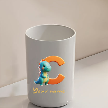 Customized Name Water Cup, Personalized Toothbrush Cup, Creative Dinosaur Letter Print, Couple Solid Color Mouthwash Cup, Holiday Camping Necessities, Suitable for Home, Travel and School, Personalized Gifts for Friends and Partners.