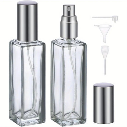 2PCS Mini Refillable Glass Spray Bottle Set, 3 Accessories, Including Funnel, Water Drip, Pump, Perfume Fine Atomizer