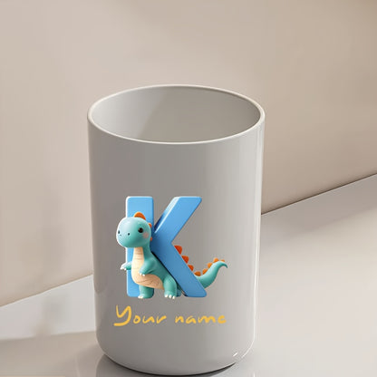 Customized Name Water Cup, Personalized Toothbrush Cup, Creative Dinosaur Letter Print, Couple Solid Color Mouthwash Cup, Holiday Camping Necessities, Suitable for Home, Travel and School, Personalized Gifts for Friends and Partners.