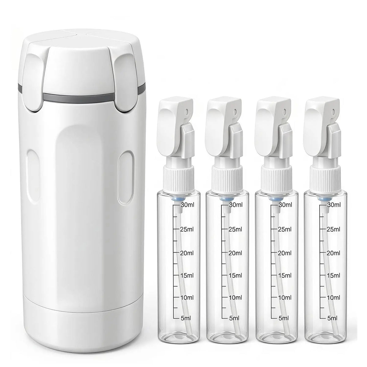 4-Pack Leak-Proof Plastic 4-in-1 Travel Toiletry Dispensers, 30ml Refillable Toiletries Storage Bottles for Shampoo, Conditioner, Body Wash, Lotion - Portable Home Organizer for Camping, Vacation