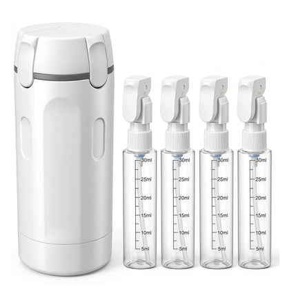 4-Pack Leak-Proof Plastic 4-in-1 Travel Toiletry Dispensers, 30ml Refillable Toiletries Storage Bottles for Shampoo, Conditioner, Body Wash, Lotion - Portable Home Organizer for Camping, Vacation