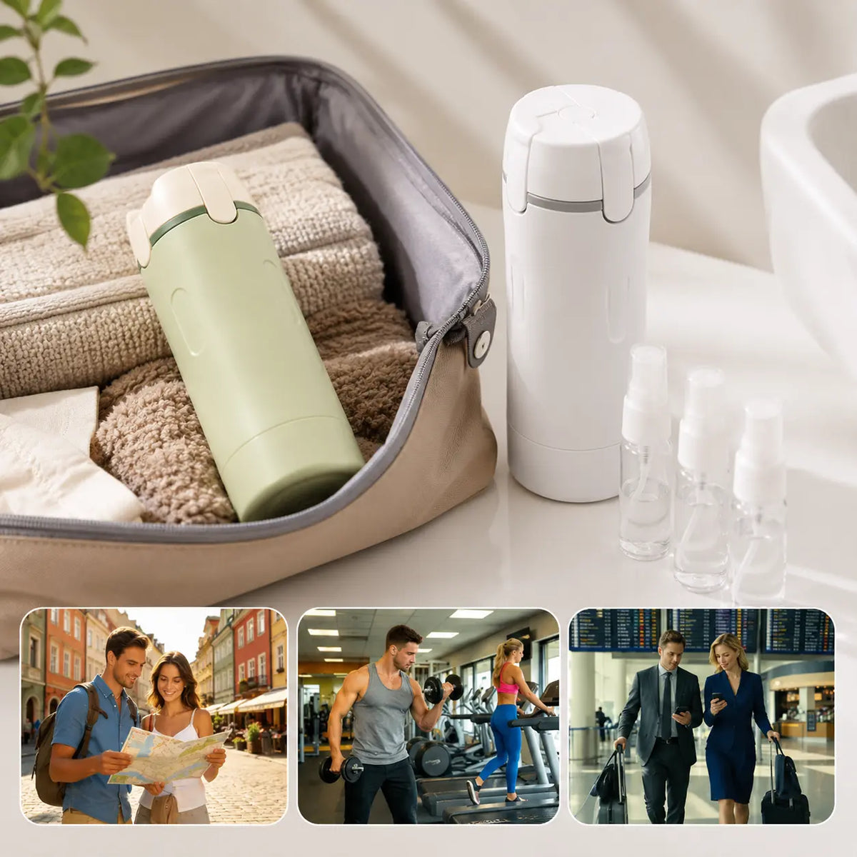 4-in-1 Travel Bottle Set, Refillable Leak Proof Travel Dispenser Bottle for Shampoo, Conditioner and Lotion, TSA Travel Toiletry Container for Trip Essentials