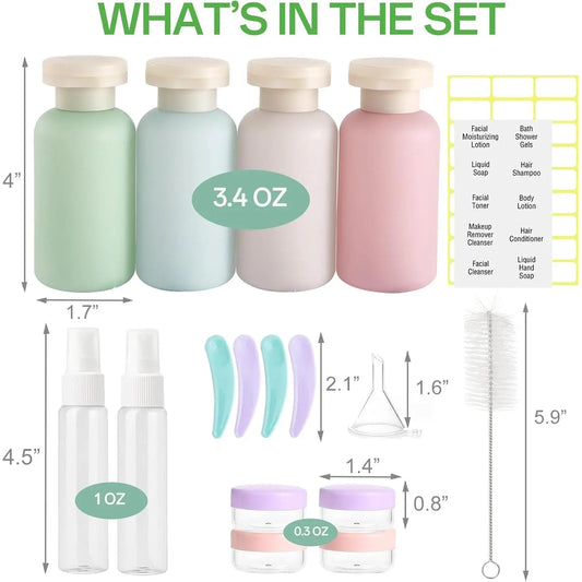 18 Pack Travel Bottles for Toiletries Leak Proof | Refillable, Plastic Travel Containers, , Travel Essentials, for Shampoo Conditioner Lotion Liquids