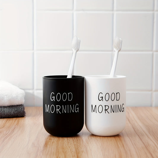 1pc/2pcs/3pcs Slogan Graphic Mouthwash Cup, Simple Couple Toothbrush Cup, Plastic Gargle Cup, Bathroom Tumbler, Bathroom Accessories, home decor, furniture for home