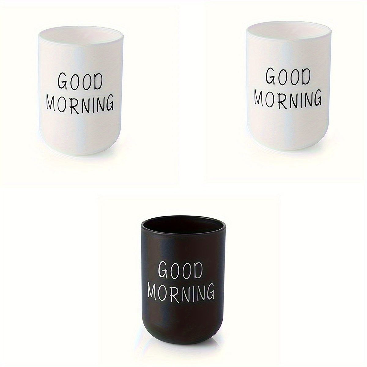 1pc/2pcs/3pcs Slogan Graphic Mouthwash Cup, Simple Couple Toothbrush Cup, Plastic Gargle Cup, Bathroom Tumbler, Bathroom Accessories, home decor, furniture for home