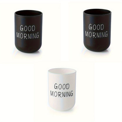 1pc/2pcs/3pcs Slogan Graphic Mouthwash Cup, Simple Couple Toothbrush Cup, Plastic Gargle Cup, Bathroom Tumbler, Bathroom Accessories, home decor, furniture for home
