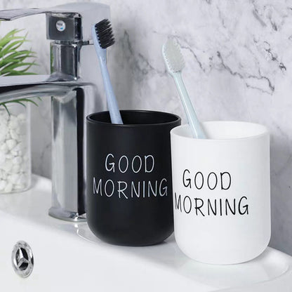 1pc/2pcs/3pcs Slogan Graphic Mouthwash Cup, Simple Couple Toothbrush Cup, Plastic Gargle Cup, Bathroom Tumbler, Bathroom Accessories, home decor, furniture for home