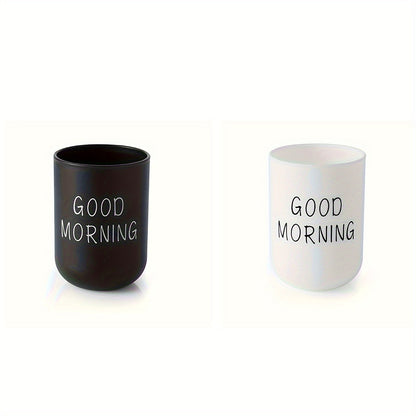 1pc/2pcs/3pcs Slogan Graphic Mouthwash Cup, Simple Couple Toothbrush Cup, Plastic Gargle Cup, Bathroom Tumbler, Bathroom Accessories, home decor, furniture for home