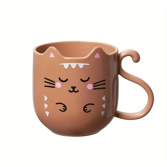 1pc Cute Cartoon Cat Mug - Creative Gift Box, Gift for World's Best Teacher Appreciation Perfect for Home And Travel - Thickened Wash Cup for Toothbrush