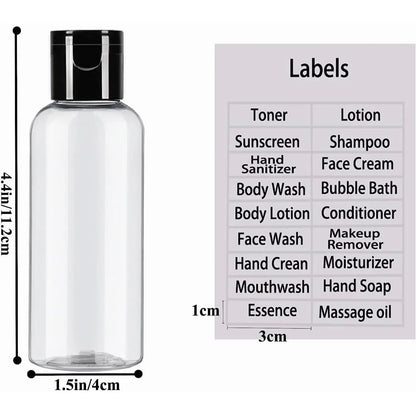 5 Pack 3.4 oz Travel Size Bottles for Toiletries TSA Approved Leak Proof Empty Refillable Liquid Containers with Labels