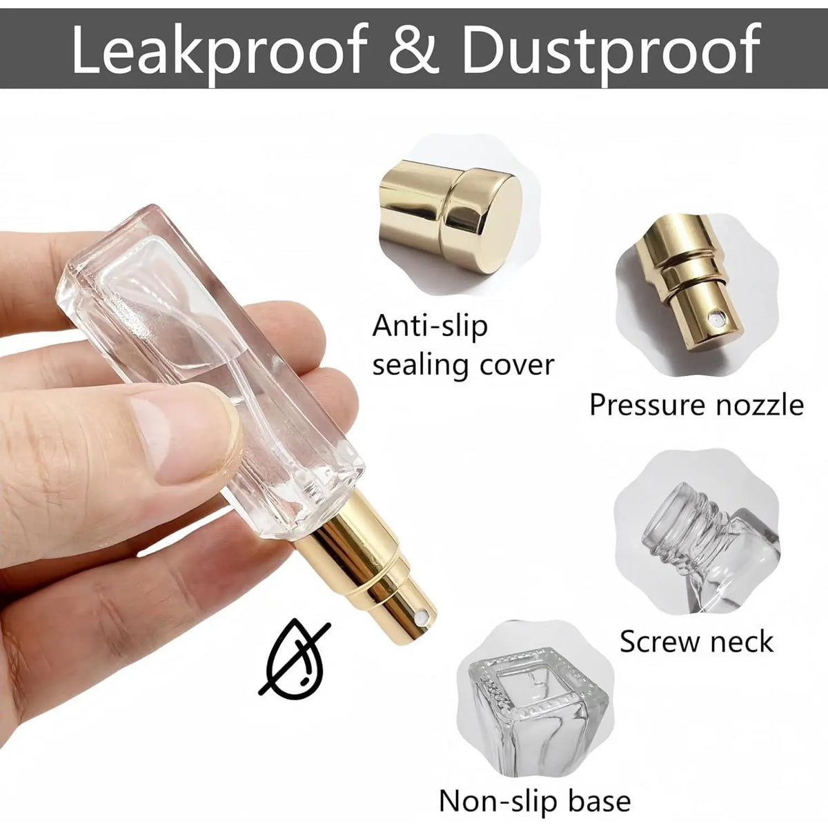 6 Pack 10ml Perfume Travel Refillable Bottles Leak Resistant Empty Glass  Bottles Mini Cologne Atomizer for Travel Size and Decants