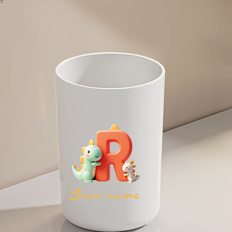 Customized Name Water Cup, Personalized Toothbrush Cup, Creative Dinosaur Letter Print, Couple Solid Color Mouthwash Cup, Holiday Camping Necessities, Suitable for Home, Travel and School, Personalized Gifts for Friends and Partners.