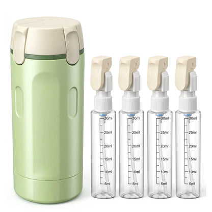 4-Pack Leak-Proof Plastic 4-in-1 Travel Toiletry Dispensers, 30ml Refillable Toiletries Storage Bottles for Shampoo, Conditioner, Body Wash, Lotion - Portable Home Organizer for Camping, Vacation