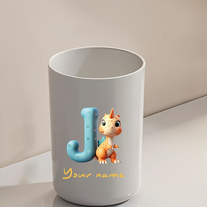 Customized Name Water Cup, Personalized Toothbrush Cup, Creative Dinosaur Letter Print, Couple Solid Color Mouthwash Cup, Holiday Camping Necessities, Suitable for Home, Travel and School, Personalized Gifts for Friends and Partners.