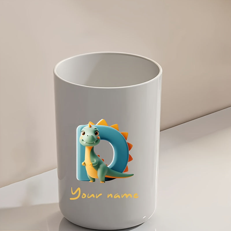 Customized Name Water Cup, Personalized Toothbrush Cup, Creative Dinosaur Letter Print, Couple Solid Color Mouthwash Cup, Holiday Camping Necessities, Suitable for Home, Travel and School, Personalized Gifts for Friends and Partners.