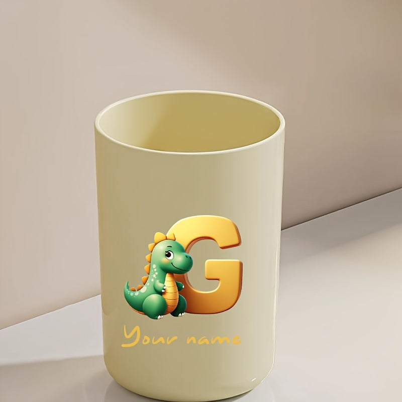 Customized Name Water Cup, Personalized Toothbrush Cup, Creative Dinosaur Letter Print, Couple Solid Color Mouthwash Cup, Holiday Camping Necessities, Suitable for Home, Travel and School, Personalized Gifts for Friends and Partners.