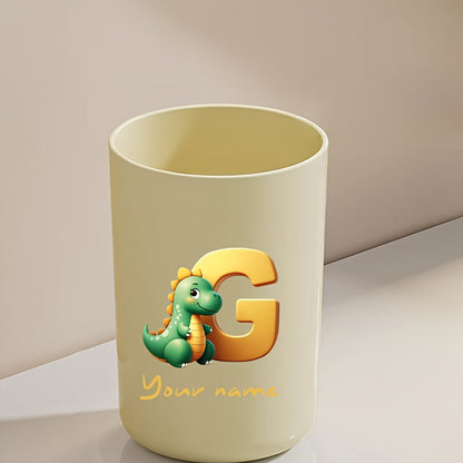 Customized Name Water Cup, Personalized Toothbrush Cup, Creative Dinosaur Letter Print, Couple Solid Color Mouthwash Cup, Holiday Camping Necessities, Suitable for Home, Travel and School, Personalized Gifts for Friends and Partners.