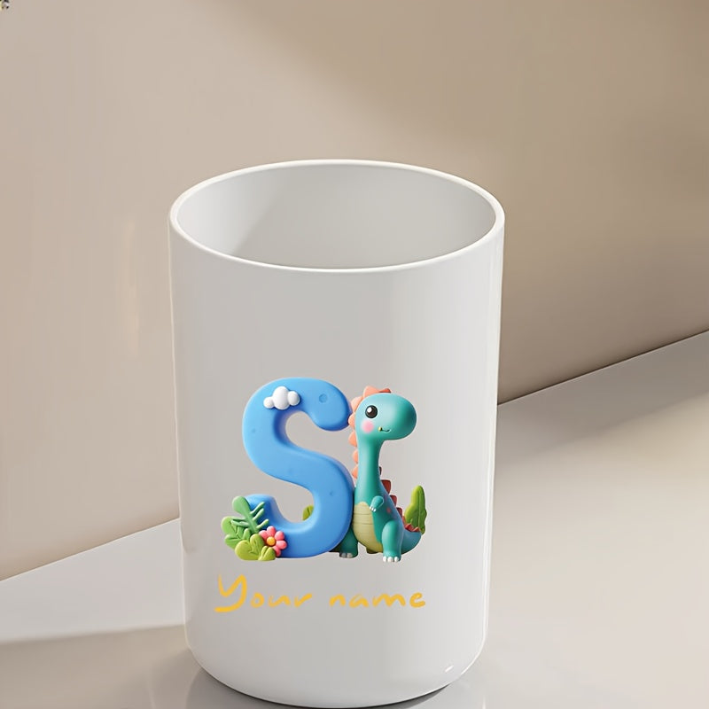 Customized Name Water Cup, Personalized Toothbrush Cup, Creative Dinosaur Letter Print, Couple Solid Color Mouthwash Cup, Holiday Camping Necessities, Suitable for Home, Travel and School, Personalized Gifts for Friends and Partners.