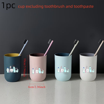 1pc Cup (Excluding Toothbrush And Toothpaste) Cute Cartoon Mouthwash Cup, Suitable for Families of 4, Couples, Modern Bathroom, Hygienic Toothbrush Storage, Minimalist Style, Essential Multi-Purpose Container for Small Spaces