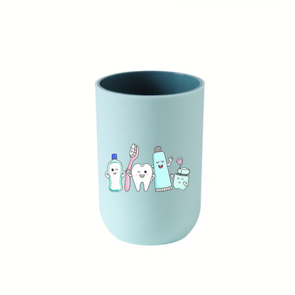 1pc Cup (Excluding Toothbrush And Toothpaste) Cute Cartoon Mouthwash Cup, Suitable for Families of 4, Couples, Modern Bathroom, Hygienic Toothbrush Storage, Minimalist Style, Essential Multi-Purpose Container for Small Spaces