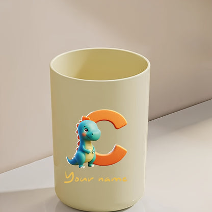 Customized Name Water Cup, Personalized Toothbrush Cup, Creative Dinosaur Letter Print, Couple Solid Color Mouthwash Cup, Holiday Camping Necessities, Suitable for Home, Travel and School, Personalized Gifts for Friends and Partners.