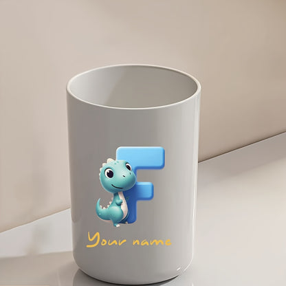 Customized Name Water Cup, Personalized Toothbrush Cup, Creative Dinosaur Letter Print, Couple Solid Color Mouthwash Cup, Holiday Camping Necessities, Suitable for Home, Travel and School, Personalized Gifts for Friends and Partners.