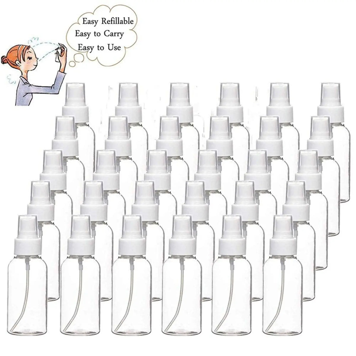 30Pack(1oz) Lightweight Leak-proof Loop Fine Mist Plastic Mini Travel Spray Bottles, 30ml Cosmetic Refillable Liquid Containers for Travellers - Home Improvement Building Supplies Wallpaper & Wall Trim,sohochic