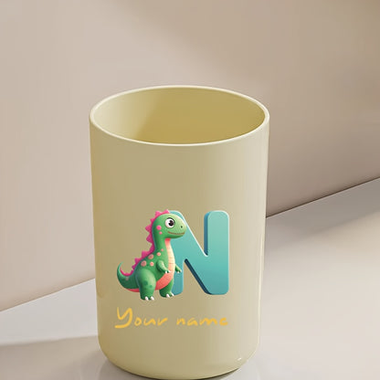 Customized Name Water Cup, Personalized Toothbrush Cup, Creative Dinosaur Letter Print, Couple Solid Color Mouthwash Cup, Holiday Camping Necessities, Suitable for Home, Travel and School, Personalized Gifts for Friends and Partners.
