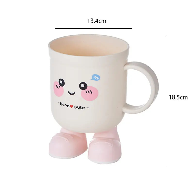 Creative Plastic Cartoon Tall Mouthwash Cup, Cute Drop‑Resistant Washing Cup for Daily Bathroom Use