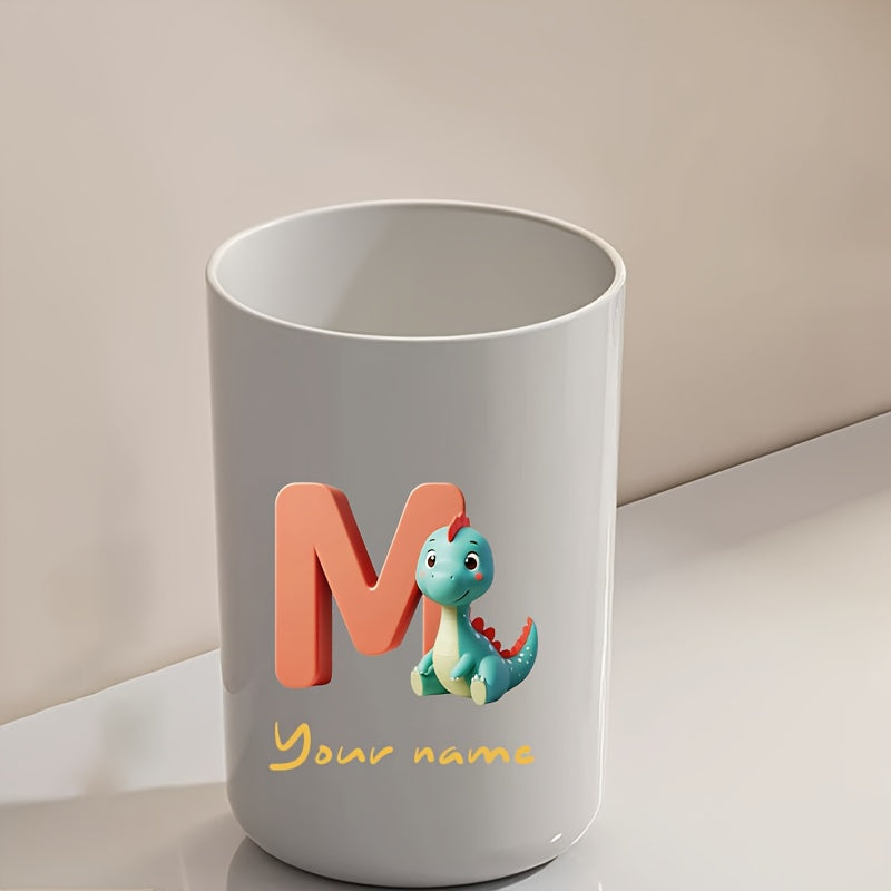 Customized Name Water Cup, Personalized Toothbrush Cup, Creative Dinosaur Letter Print, Couple Solid Color Mouthwash Cup, Holiday Camping Necessities, Suitable for Home, Travel and School, Personalized Gifts for Friends and Partners.