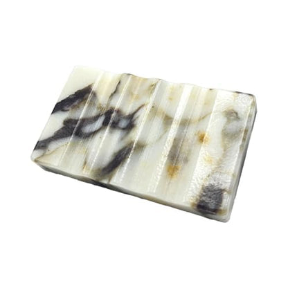 WeDoDecor Real Marble Soap Dish for Shower Stone Tray Small Bar Soap Holder with Self Draining | Non-Slip, Luxury Bath Room Accessories (White)